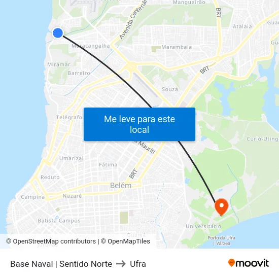 Base Naval | Sentido Norte to Ufra map