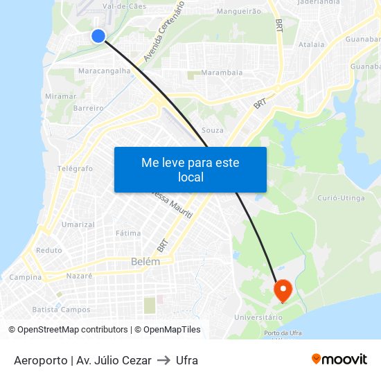 Aeroporto | Av. Júlio Cezar to Ufra map