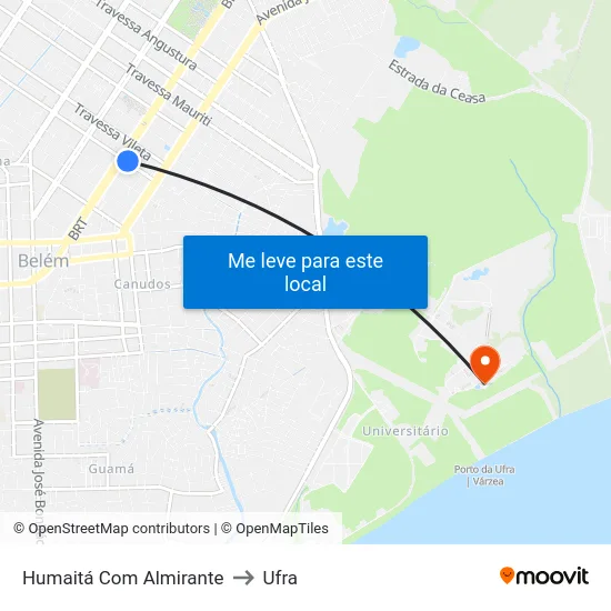 Humaitá Com Almirante to Ufra map