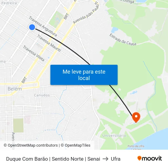 Duque Com Barão | Sentido Norte | Senai to Ufra map