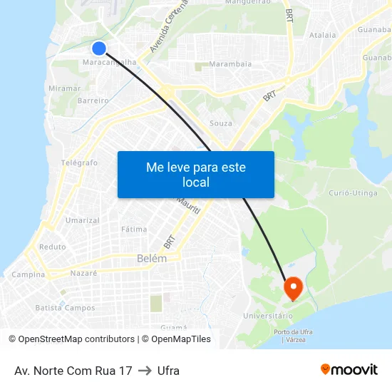 Av. Norte Com Rua 17 to Ufra map