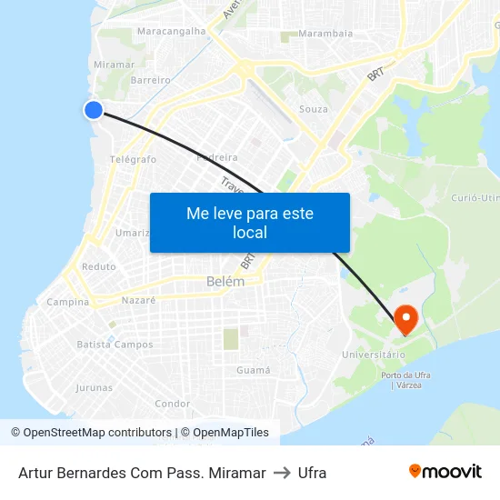 Artur Bernardes Com Pass. Miramar to Ufra map