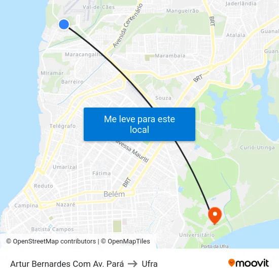 Artur Bernardes Com Av. Pará to Ufra map