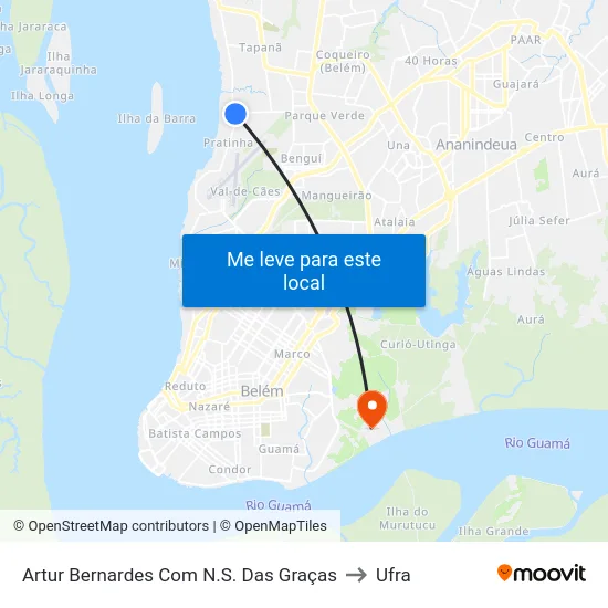 Artur Bernardes Com N.S. Das Graças to Ufra map