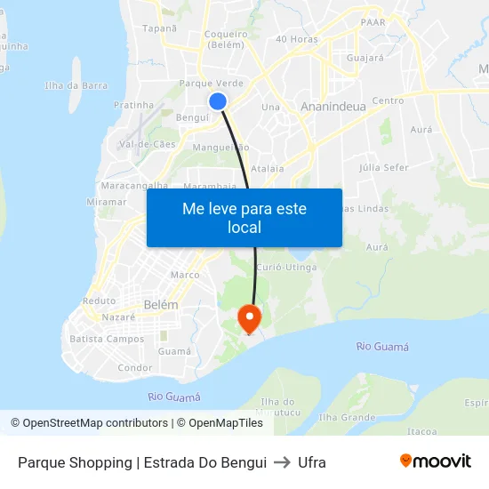 Parque Shopping | Estrada Do Bengui to Ufra map