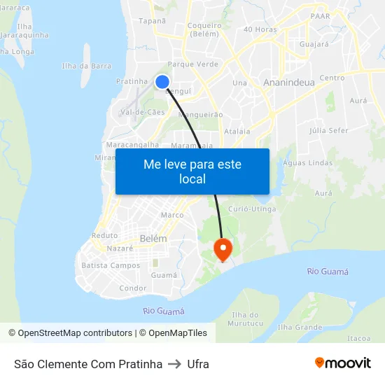 São Clemente Com Pratinha to Ufra map