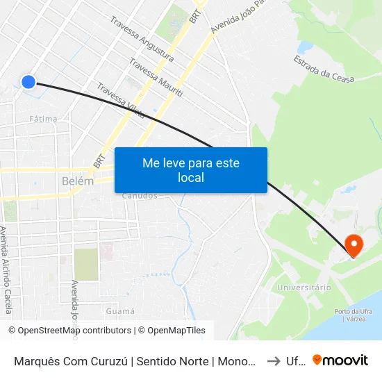Marquês Com Curuzú | Sentido Norte | Monobloco to Ufra map