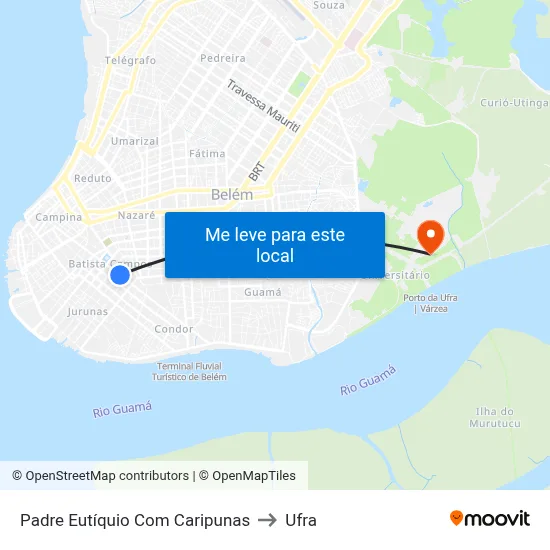 Padre Eutíquio Com Caripunas to Ufra map