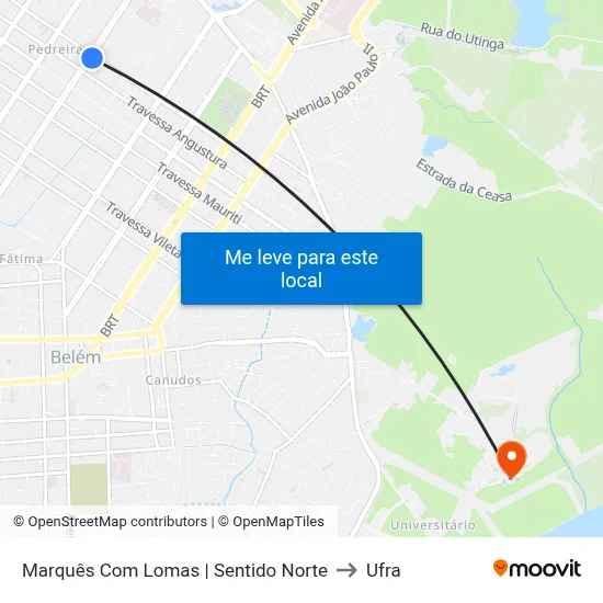 Marquês Com Lomas | Sentido Norte to Ufra map