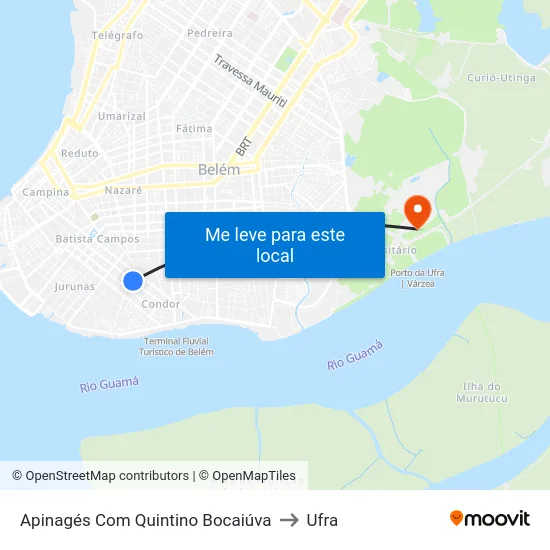Apinagés Com Quintino Bocaiúva to Ufra map