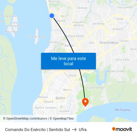 Comando Do Exército | Sentido Sul to Ufra map
