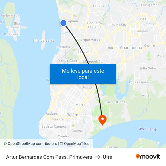 Artur Bernardes Com Pass. Primavera to Ufra map