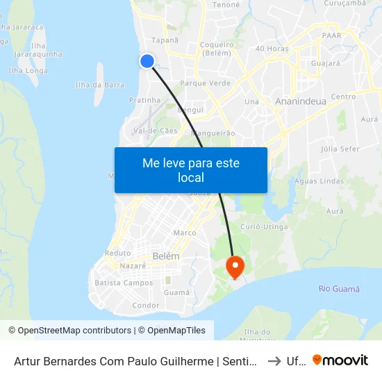 Artur Bernardes Com Paulo Guilherme | Sentido Sul to Ufra map