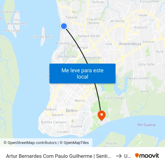 Artur Bernardes Com Paulo Guilherme | Sentido Norte to Ufra map