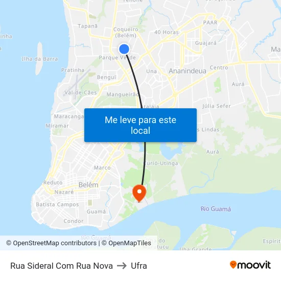 Rua Sideral Com Rua Nova to Ufra map