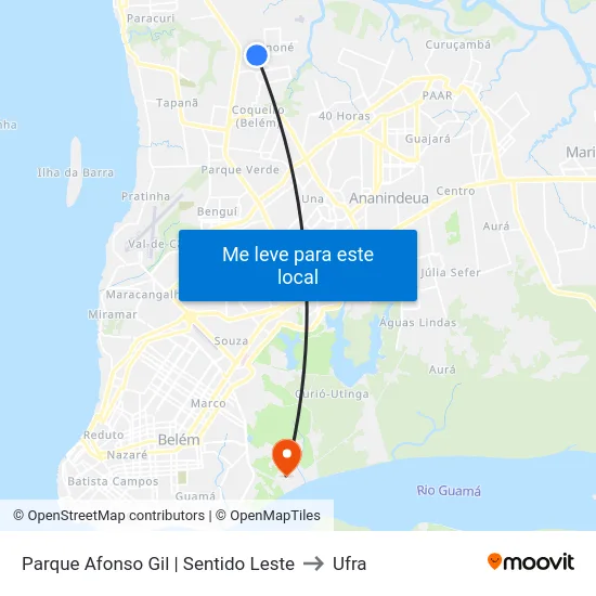 Parque Afonso Gil | Sentido Leste to Ufra map