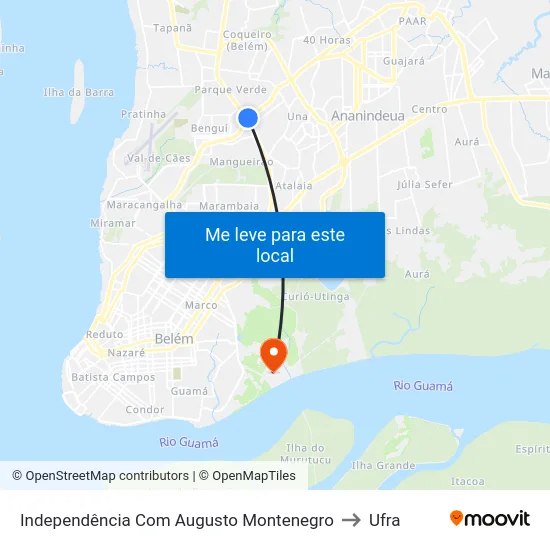 Independência Com Augusto Montenegro to Ufra map