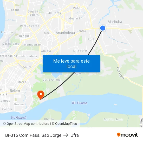 Br-316 Com Pass. São Jorge to Ufra map