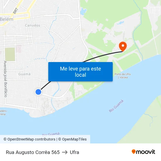 Rua Augusto Corrêa 565 to Ufra map