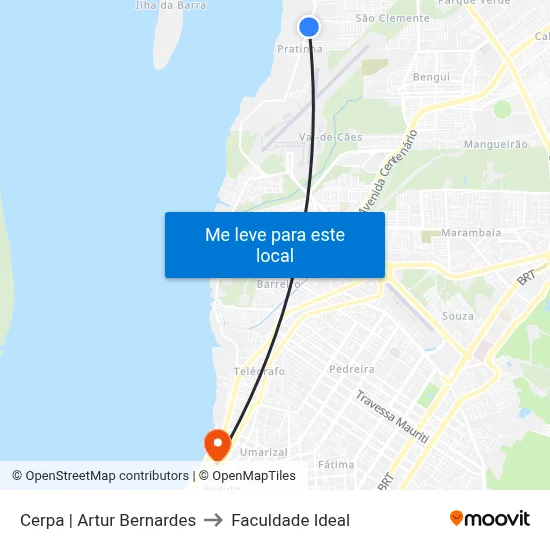 Cerpa | Artur Bernardes to Faculdade Ideal map