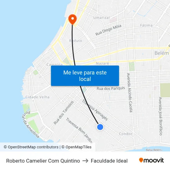 Roberto Camelier Com Quintino to Faculdade Ideal map