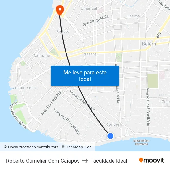 Roberto Camelier Com Gaiapos to Faculdade Ideal map