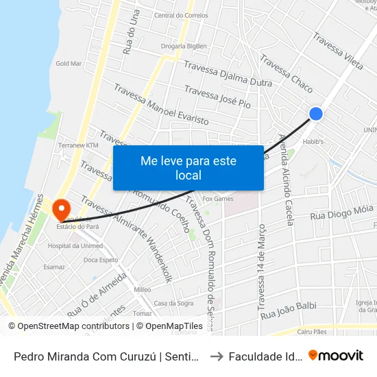 Pedro Miranda Com Curuzú | Sentido Sul to Faculdade Ideal map