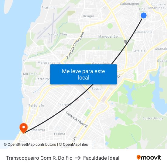 Transcoqueiro Com R. Do Fio to Faculdade Ideal map