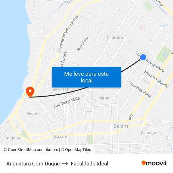 Angustura Com Duque to Faculdade Ideal map