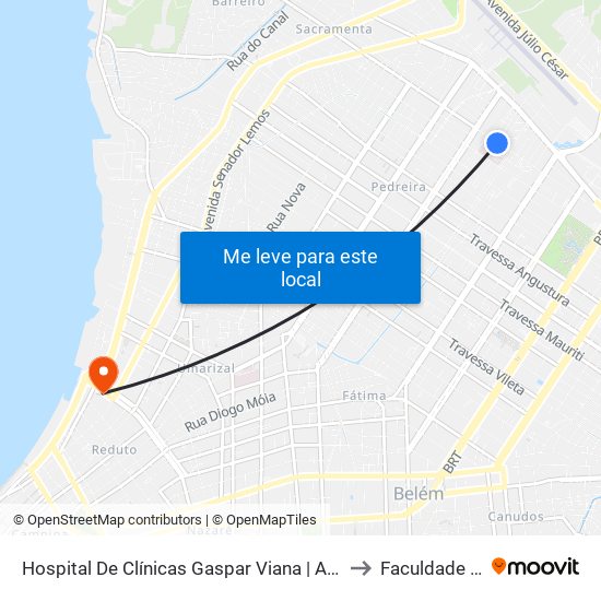 Hospital De Clínicas Gaspar Viana | Alferes Costa to Faculdade Ideal map