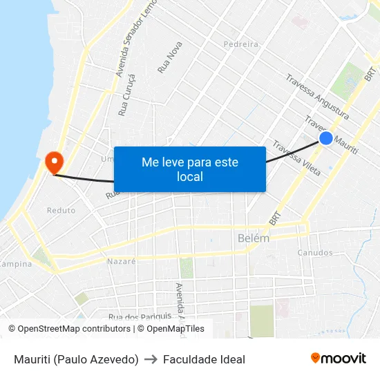 Mauriti (Paulo Azevedo) to Faculdade Ideal map