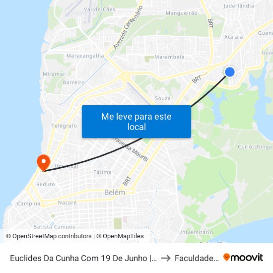 Euclides Da Cunha Com 19 De Junho | Sentido Norte to Faculdade Ideal map