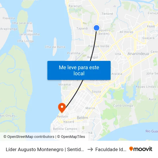 Líder Augusto Montenegro | Sentido Sul to Faculdade Ideal map