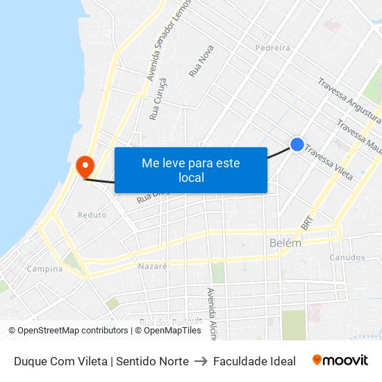 Duque Com Vileta | Sentido Norte to Faculdade Ideal map