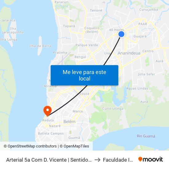 Arterial 5a Com D. Vicente | Sentido Leste to Faculdade Ideal map