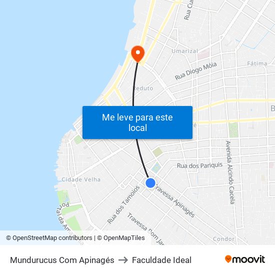 Mundurucus Com Apinagés to Faculdade Ideal map