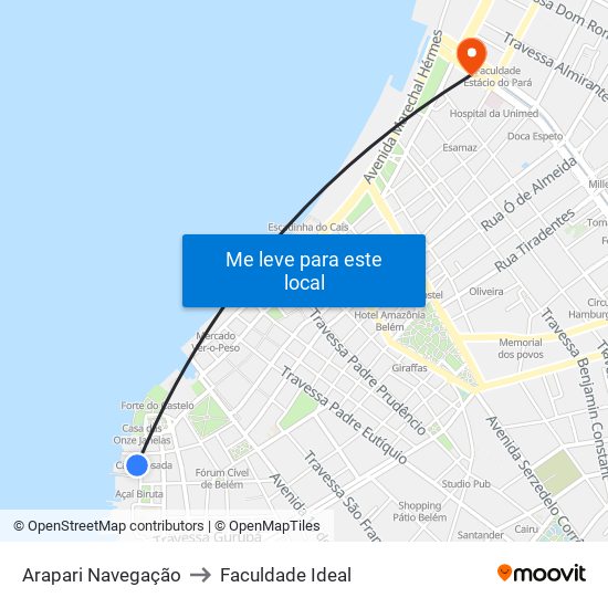 Arapari Navegação to Faculdade Ideal map