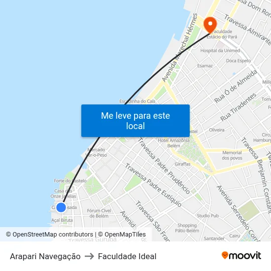 Arapari Navegação to Faculdade Ideal map