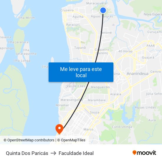 Quinta Dos Paricás to Faculdade Ideal map