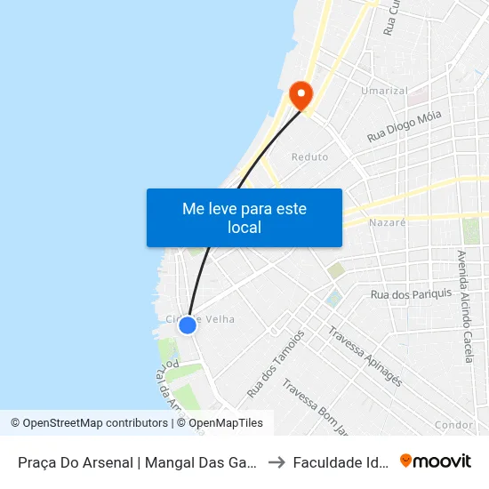 Praça Do Arsenal | Mangal Das Garças to Faculdade Ideal map