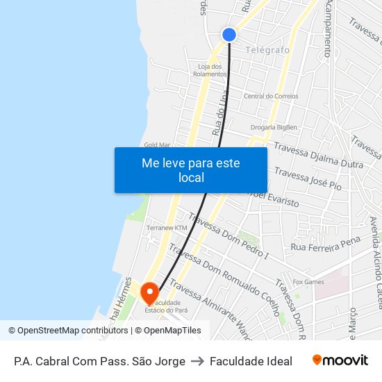 P.A. Cabral Com Pass. São Jorge to Faculdade Ideal map