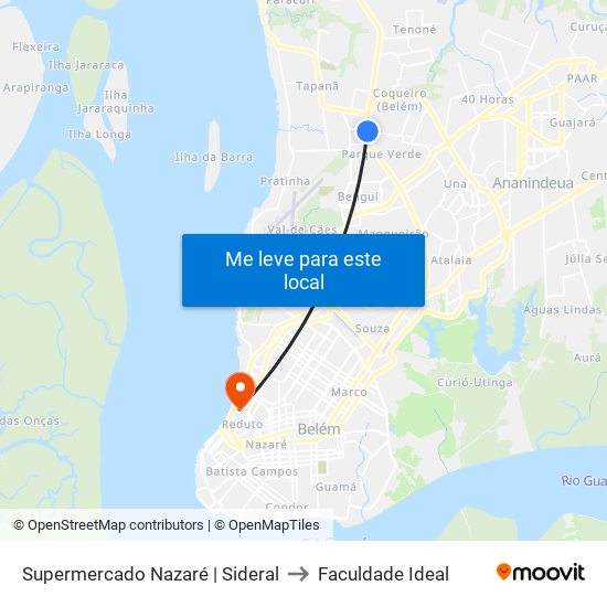 Supermercado Nazaré | Sideral to Faculdade Ideal map