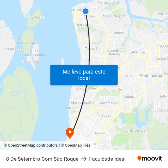 8 De Setembro Com São Roque to Faculdade Ideal map