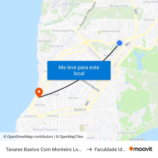 Tavares Bastos Com Monteiro Lobato to Faculdade Ideal map