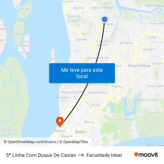 5ª Linha Com Duque De Caxias to Faculdade Ideal map