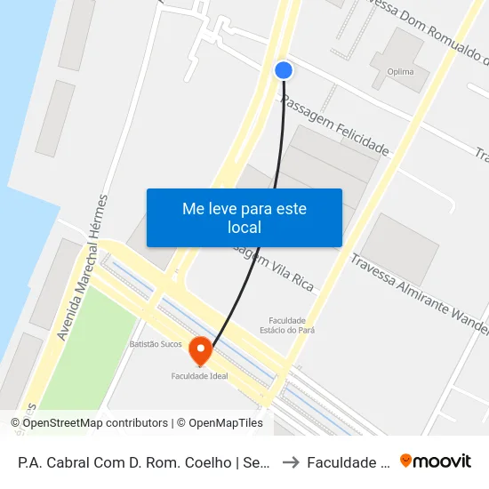 P.A. Cabral Com D. Rom. Coelho | Sentido Norte to Faculdade Ideal map