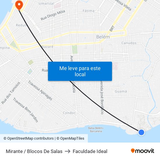 Mirante / Blocos De Salas to Faculdade Ideal map