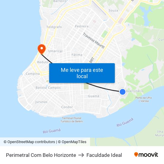 Perimetral Com Belo Horizonte to Faculdade Ideal map