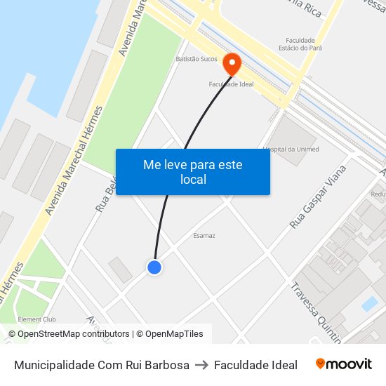 Municipalidade Com Rui Barbosa to Faculdade Ideal map