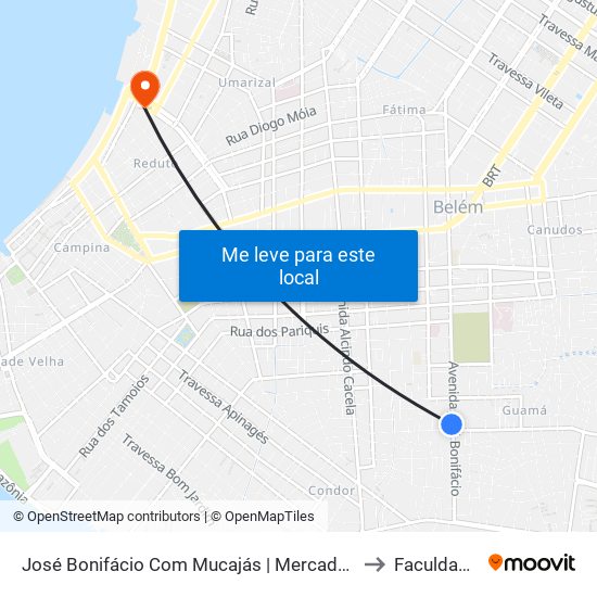 José Bonifácio Com Mucajás | Mercado Municipal Do Guamá to Faculdade Ideal map